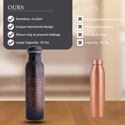 Copper Water Bottles for Drinking Water for Men Women - Pure Copper Ayurvedic Water Bottle Drinking Jug - Copper Vessel Dispenser - 33 Ounces