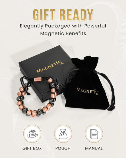 ® Magnetic Bracelets for Men & Women – MAX Strength Magnetic Hematite & Copper Bracelet with 8Mm Solid Copper Beads (Double Copper)