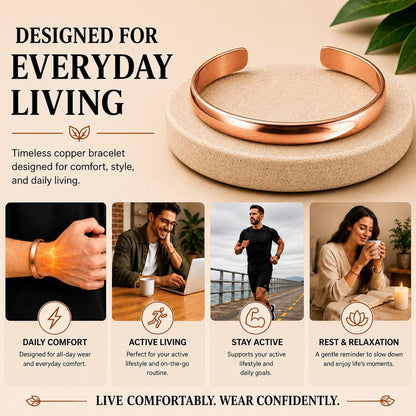 Pure Copper Bracelet for Men & Women – Handmade Uncoated Copper Jewelry Cuff – Adjustable Healing Copper Bracelets for Arthritis – Mens & Womens Copper Cuff Pulsera De Cobre