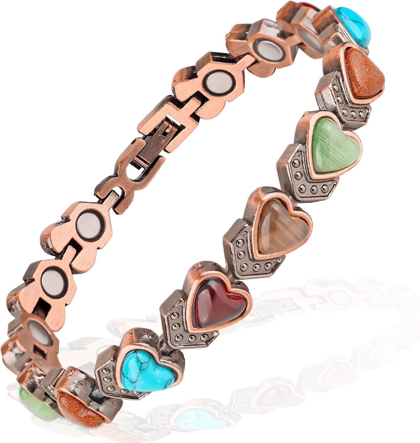 Copper Bracelet for Women, Magnetic Copper Bracelets, Magnetic Turquoise Copper Bracelets with Adjust Tool