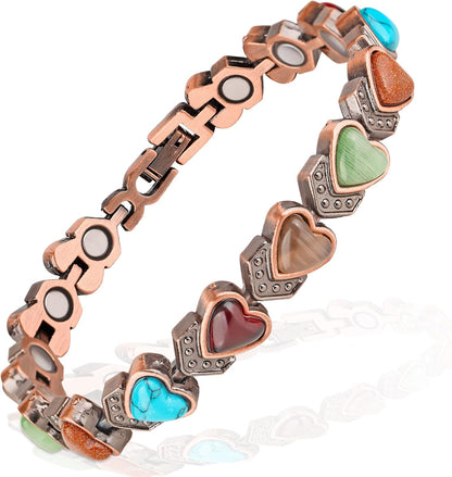 Copper Bracelet for Women, Magnetic Copper Bracelets, Magnetic Turquoise Copper Bracelets with Adjust Tool