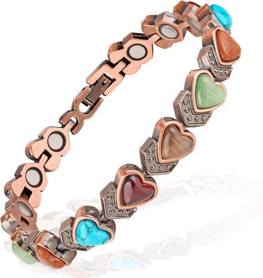 Copper Bracelet for Women, Magnetic Copper Bracelets, Magnetic Turquoise Copper Bracelets with Adjust Tool