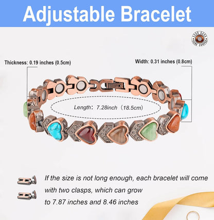 Copper Bracelet for Women, Magnetic Copper Bracelets, Magnetic Turquoise Copper Bracelets with Adjust Tool