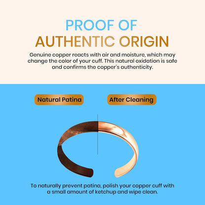 Pure Copper Bracelet for Men & Women – Handmade Uncoated Copper Jewelry Cuff – Adjustable Healing Copper Bracelets for Arthritis – Mens & Womens Copper Cuff Pulsera De Cobre