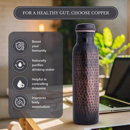 Copper Water Bottles for Drinking Water for Men Women - Pure Copper Ayurvedic Water Bottle Drinking Jug - Copper Vessel Dispenser - 33 Ounces