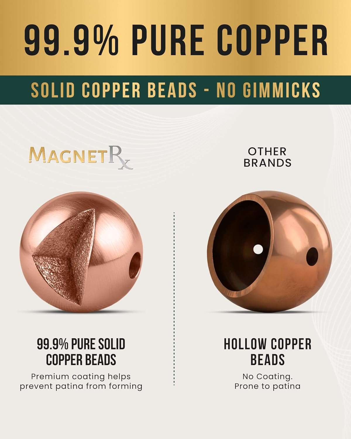 ® Magnetic Bracelets for Men & Women – MAX Strength Magnetic Hematite & Copper Bracelet with 8Mm Solid Copper Beads (Double Copper)